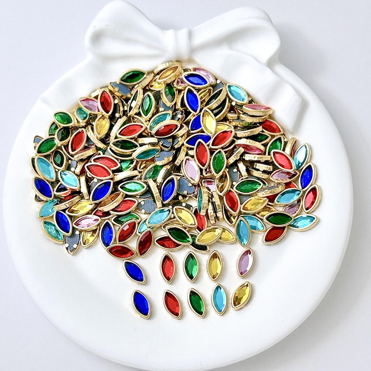 Nail Art Oval - 50PCS Mini Colorful Square Oval Rhinestones