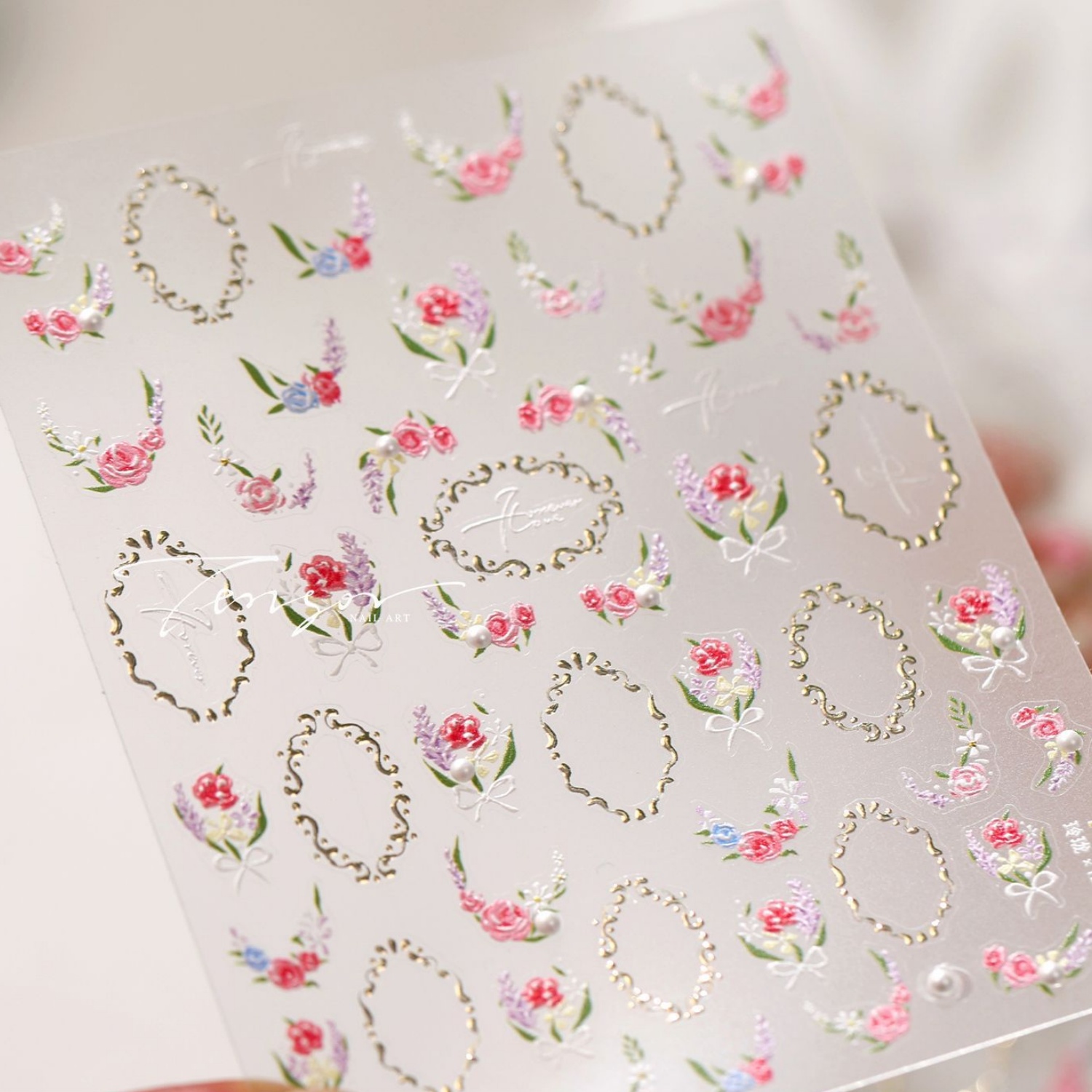 Nail Art Oval - Elegant Rose Flower 5D Nail Art