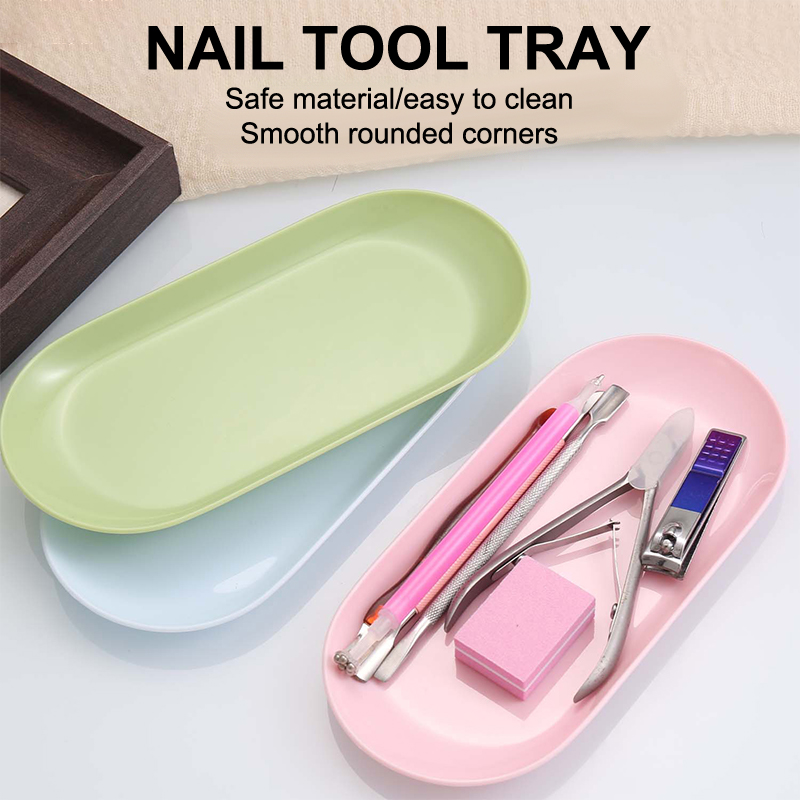 Nail Art Oval - Plastic Cosmetic Storage Tray Nail Art