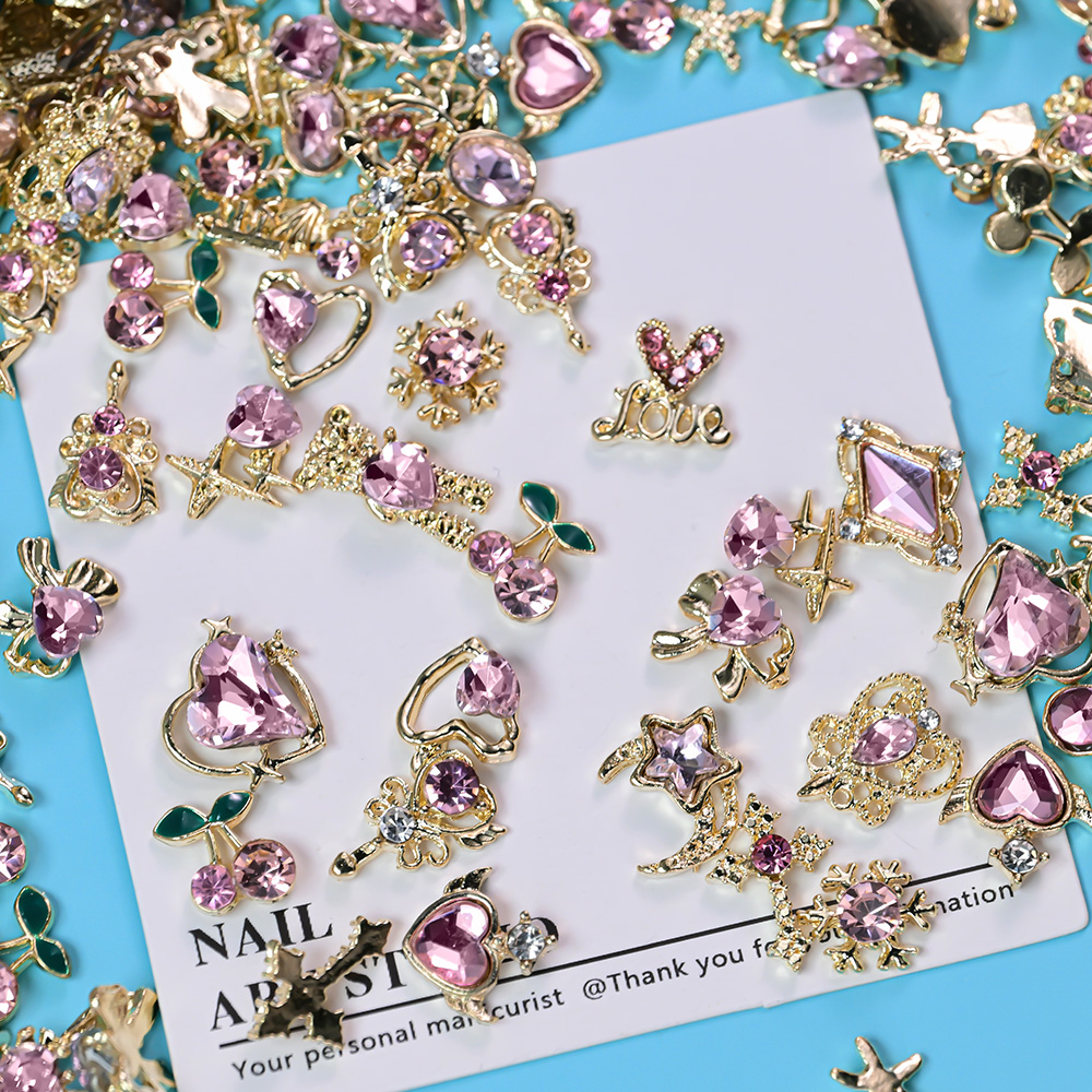 30Pcs Mixed Luxury Pink Heart  - Nail Art Valentines Day review and price