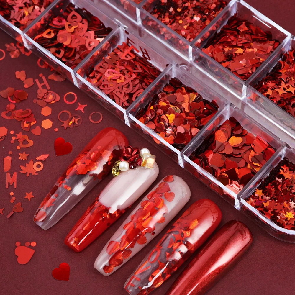Holographic Red Nail Art Glitt - Nail Art Valentines Day review and price