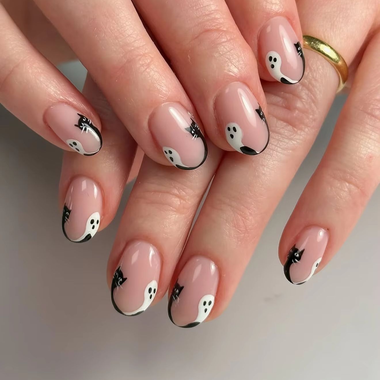 Halloween Black Cat Ghost Pres - Nail Art Oval review and price