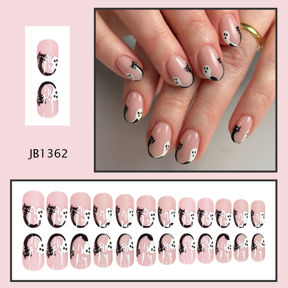 Halloween Black Cat Ghost Pres - Nail Art Oval review and price