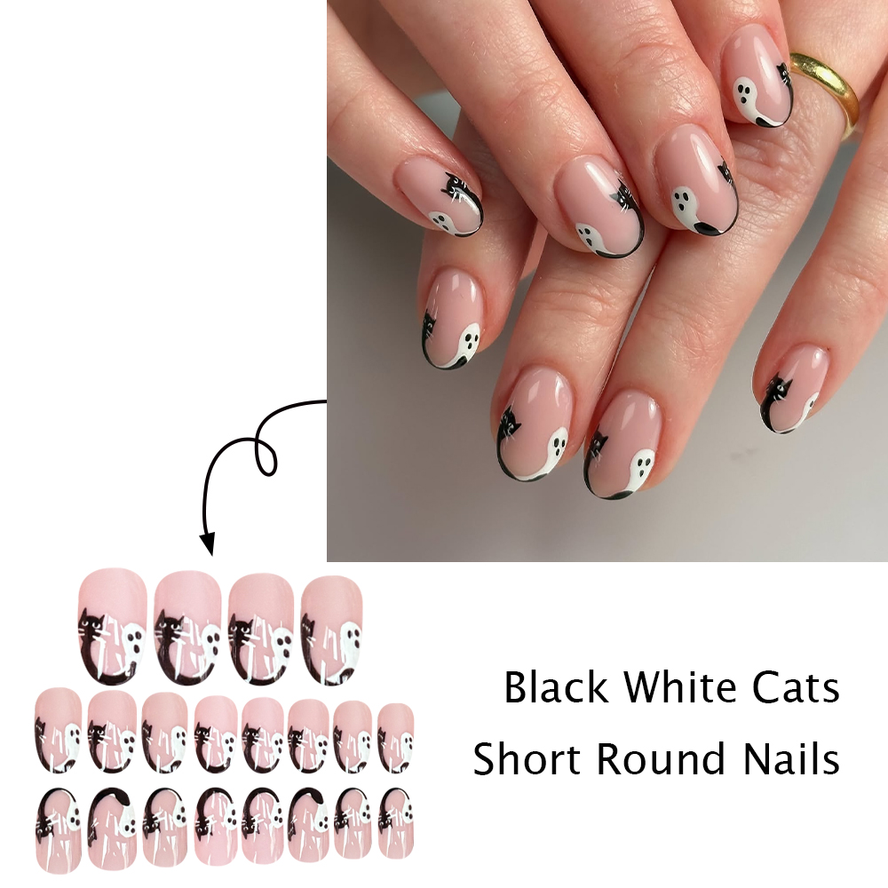 Halloween Black Cat Ghost Pres - Nail Art Oval review and price