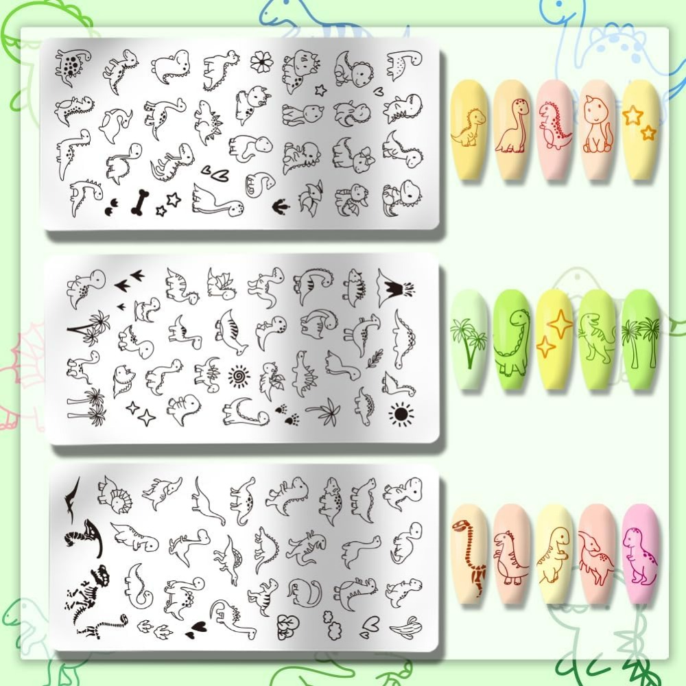 3pcs Dinosaur Nail Stamping Pl - Nail Art Inspo review and price