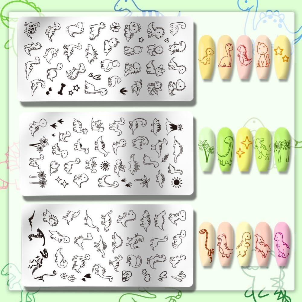 3pcs Dinosaur Nail Stamping Pl - Nail Art Inspo review and price