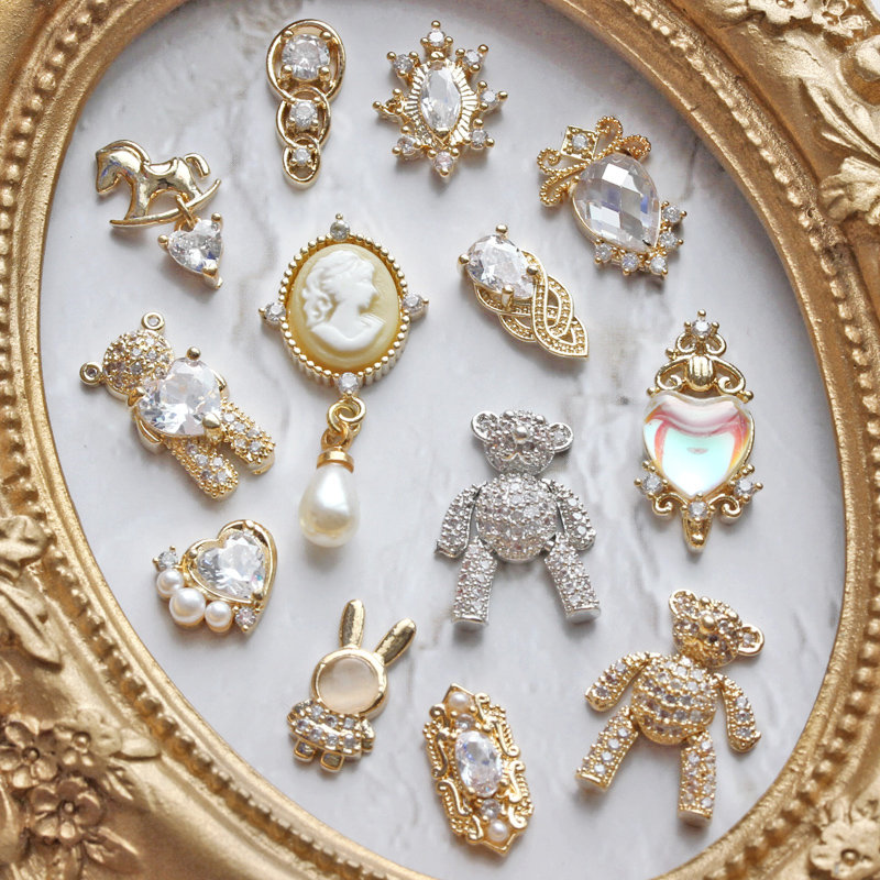 10pcs Heart Bear Rabbit Pendan - Nail Art Valentines Day review and price