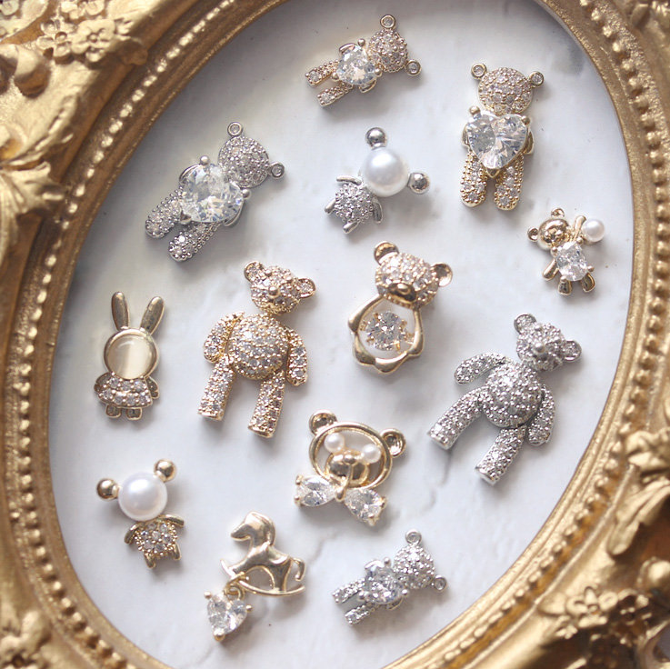 10pcs Heart Bear Rabbit Pendan - Nail Art Valentines Day review and price